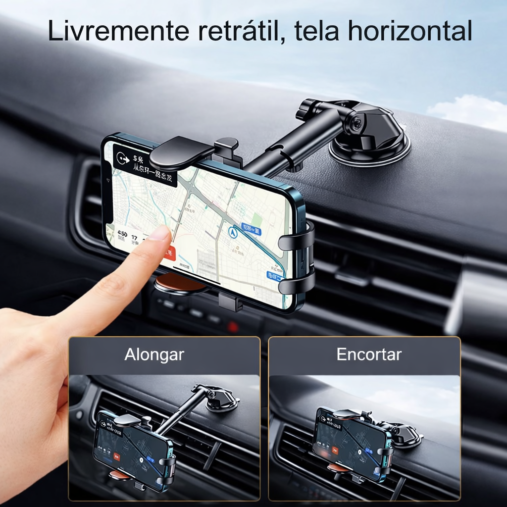 Suporte Veicular Universal 360° para Celular – Ventosa Reforçada