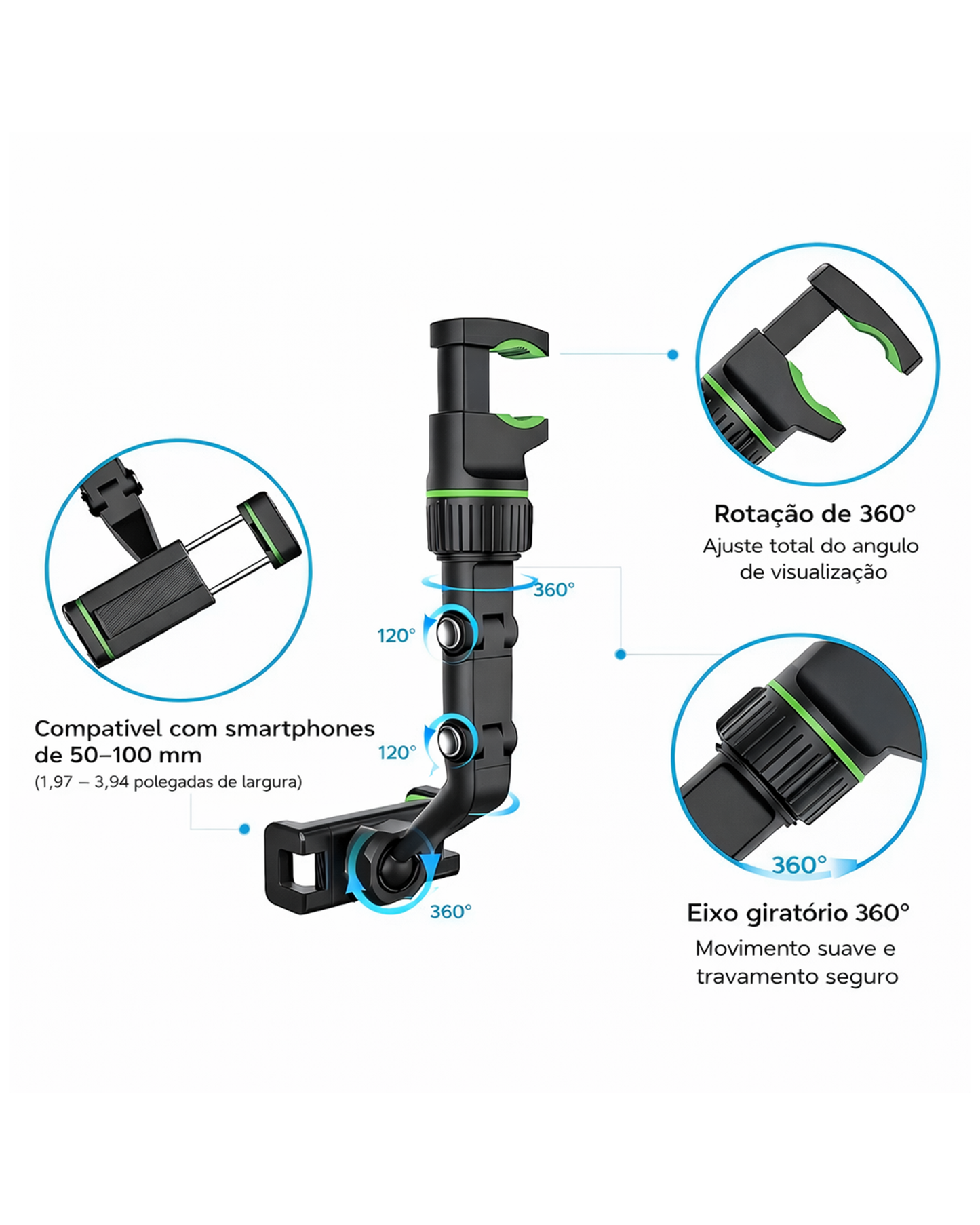 Suporte de Celular 360° – Rotativo e Retrátil
